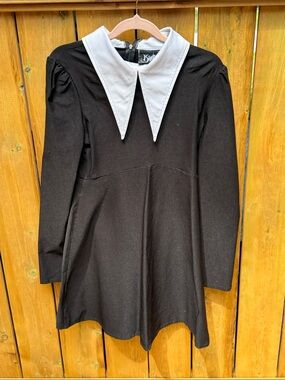 Killstar Black Dress with White Pointed Collar